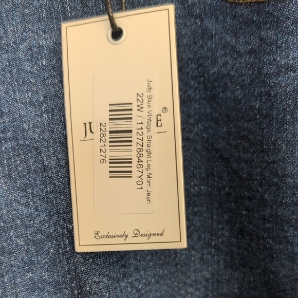 NWT Judy Blue Deep Blue Straight Leg Jeans High Waist 22W - Picture 5 of 9